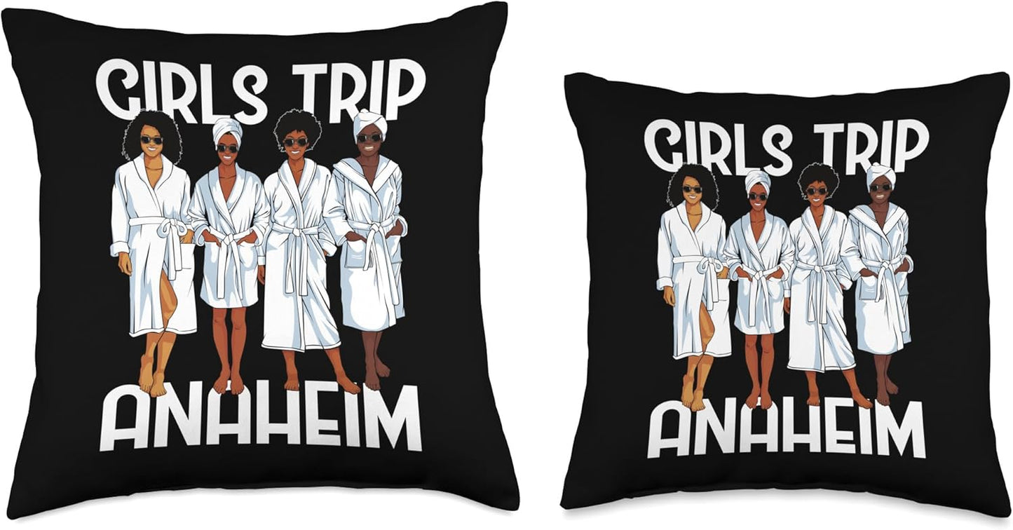 Girls Trip 2024 Anaheim - For Black Melanin Women Spa Relax Throw Pillow, 16x16, Multicolor