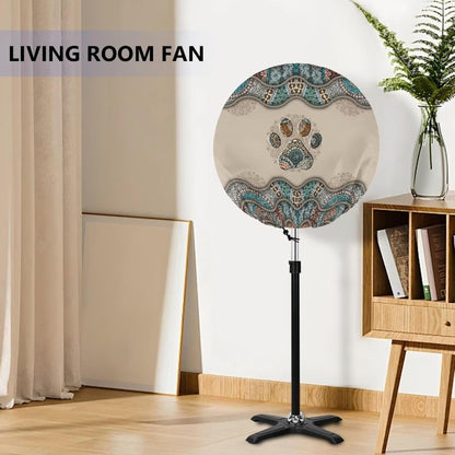 Boho Paw Print Industrial Fan Cover, Waterproof & Dustproof for 24" High Velocity Heavy Duty Drum Fan