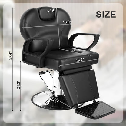 WINEDYOUNG Salon Chair for Hair Stylist, 360 Degree Rotating Barber Chair with Heavy Duty Hydraulic Pump, Spa Beauty Equipment for Hair Stylists, Tattoo Artists, Cosmetologists (Black)