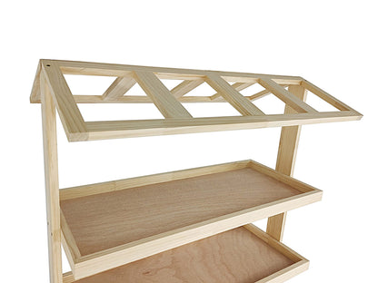 FixtureDisplays® Flower Cart Vending Cart Farmers Market County Fair Wagon Wood Stall Stand Rolling Shelf Retail Booth Kiosk 42.0" Long x 68" Tall x 25.0" Wide 19402