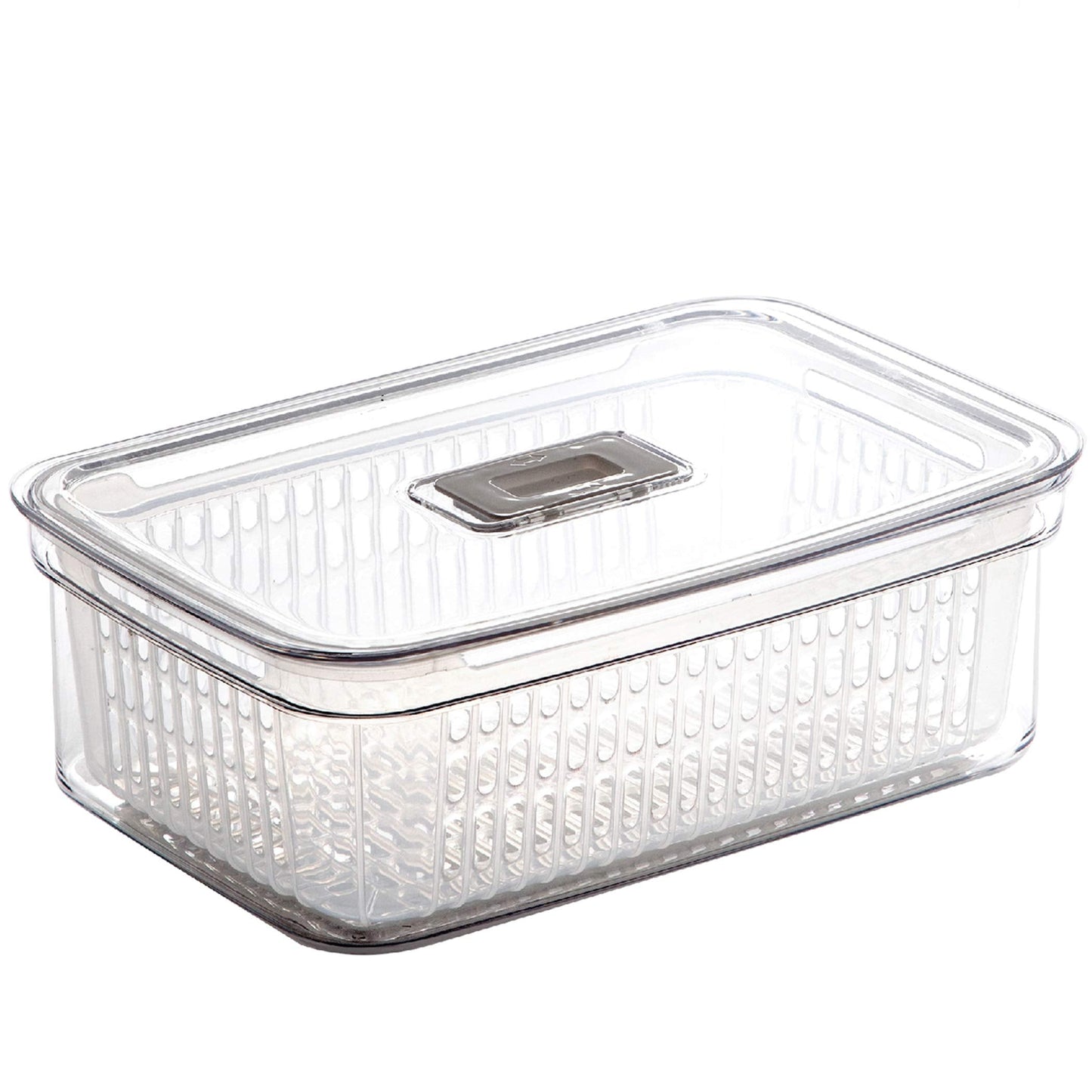 BINO | Produce Saver - 15.2 Cup/3.6L | Fridge Storage Containers for Fruits and Vegetables | Vegetable Storage with Adjustable Air Vent, Removable Basket | BPA-Free Fridge Organizers and Storage