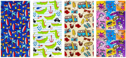 4 Pack 100% 25.5x51 inch Swimming YIFONTIN Kids Beach Towel Cotton Velour Terry Soft Absorbent Throw Blanket Gift