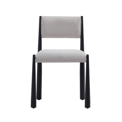 Manhattan Comfort Lennor Dining Chairs Set of 2, Upholstered in Boucle Fabric, Side Seating with Metal Frame, Mid Century Modern Accent, Fully Assembled Furniture, Champagne