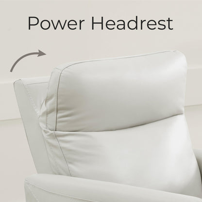 CHITA Leather Power Recliner Chair for Adults, Electric Wall Hugger Recliner for Small Spaces, Modern Living Room and RV Recliner Chair with Power Headrest & Charging Ports, Creamy Grey