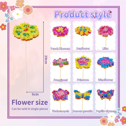 Britik Arts and Crafts for Kids Ages 8-12: Poke in Fun Art Kits for Girls, Poke Art Flower Bouquet Craft Kit, Fabric Arts for Kids DIY Flower Bouquet Kit Birthday Gift for Girls 8 9 10 11 12, Orange