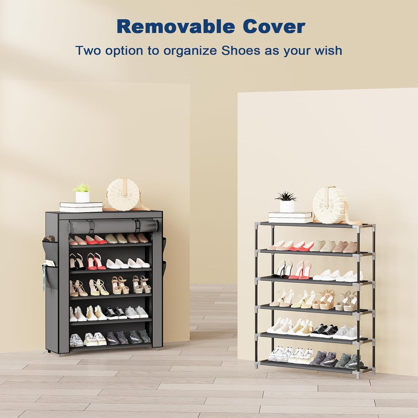 5 Closet, Mavivegue Shoe Rack with Cover, Tier Shoe Organizer for Entryway, Shoe Storage for Front Door Entrance