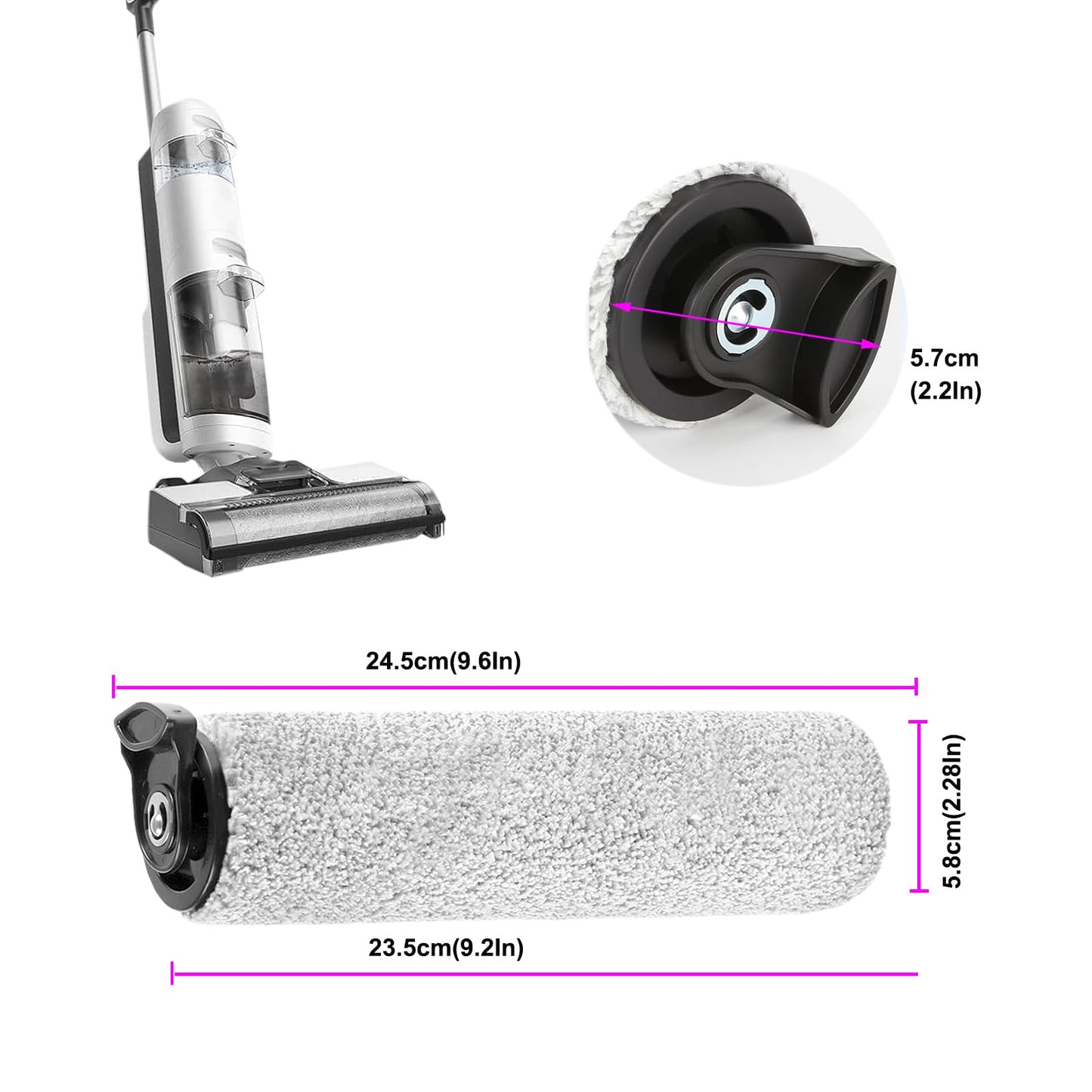 PELLYDA Roller Brush Replacement Parts Compatible with Tineco iFloor 2, iFloor 3,Floor One S3 Cordless Wet Dry Vacuum Cleaner.(iFloor Accessories Replacement Roller Brush 2 Pack)
