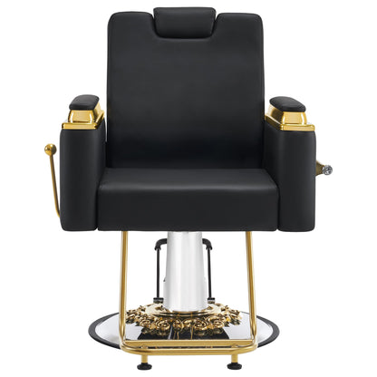 BarberPub Luxurious Barber Chair with Heavy-Duty Hydraulic Pump, Adjustable Reclining Salon Chair for Hair Stylist, Gold&Black Hair Styling Chair, Barbershop 8623 (Black)