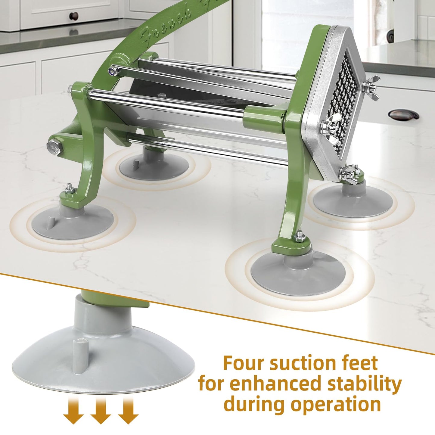 French Fry Cutter Commercial Potato Slicer with Suction Feet Complete Set, Includes 1/4", 3/8",1/2",8 Pieces,6 Pieces