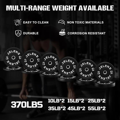 JELENS S11 Power Cage, 2000LB Multi-Function Power Rack with LAT Pulldown, Squat Rack with Adjustable Pulley System and Training Attachments, Weight Rack for Home Gym (370LB Black Weights Package)