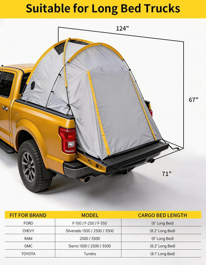 Truck Bed Tent for Pickup Trucks, Waterproof PU3000 Oxford Pickup Truck Tent with Awning, 2-Person & Easy Setup Truck Camping Tent for Silverado 1500 F150 Ram 1500