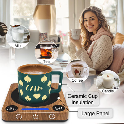 Coffee Cup Warmer, Fast Heating Coffee Mug Warmer for Desk, 2 Display Screens, Large Candle Warmer Plate with 2-10Hr Auto Shut Off, Heart-Warming Gift for Coffee Lover, Friend, Family