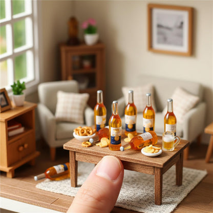 LOGOFUN 50pcs Miniature Wine Bottle Mini Fake Beer Bottles Toys Tiny Drink Accessories for Dollhouse Food Play Decorations