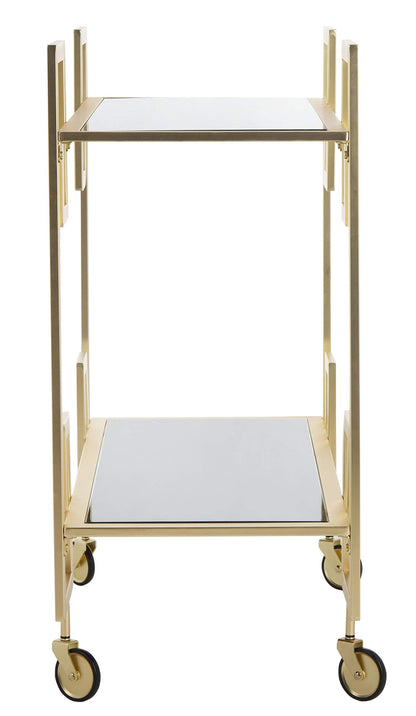 Safavieh Eliza Bar Cart, Brass and Black Glass