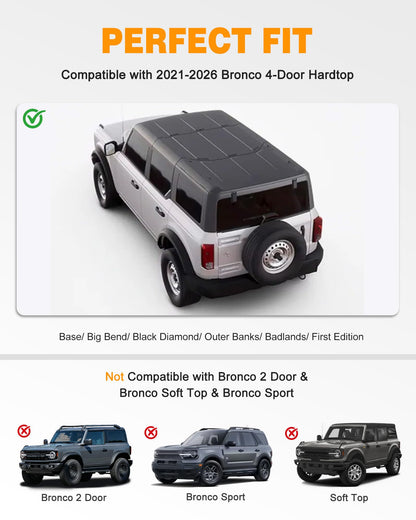 Snailfly Roof Rack Cross Bars 4PCS for Ford Bronco 2021-2026 Hard Top Only 2-Door & 4-Door - Aluminum Rooftop Cargo Luggage Carrier, Low Profile, (Not for Bronco Sport,Raptor, 4Door Badlands 2.7L)