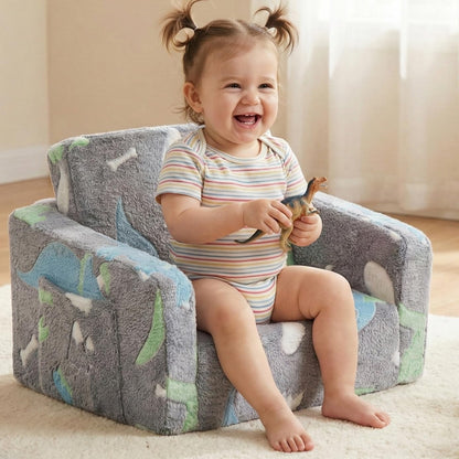 SUFUS 2-in-1 Baby Toddler Couch Chair Kids Foldable Toddler Fold Out Couch Sofa for Playroom Pull Out Children