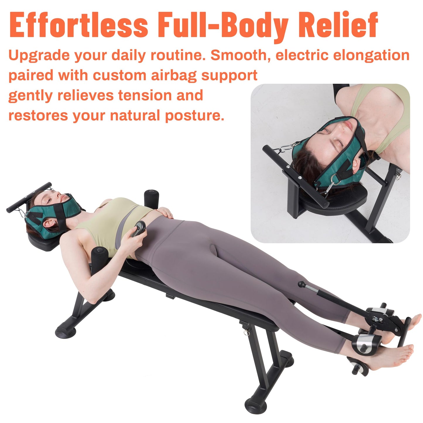 Giztud Fitness Electric Back Stretching Bench, 400 LBS Heavy Duty Power-Assisted Body Stretcher Machine with 30-Degree Inversion Angle, Elevated Extension Equipment for Home Gym Wellness