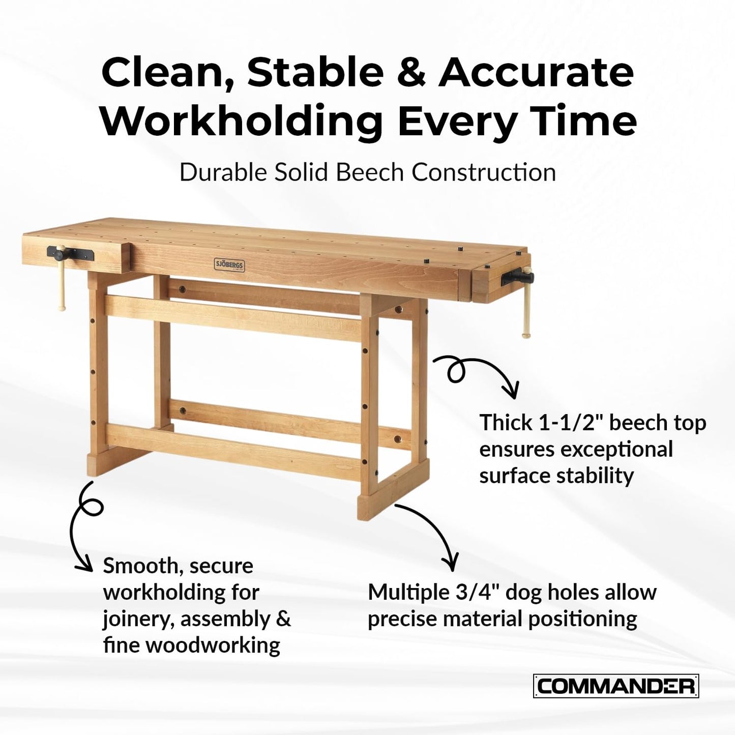 Sjobergs Scandi Plus 1825 Beech Wood Workbench (SJO-33279)