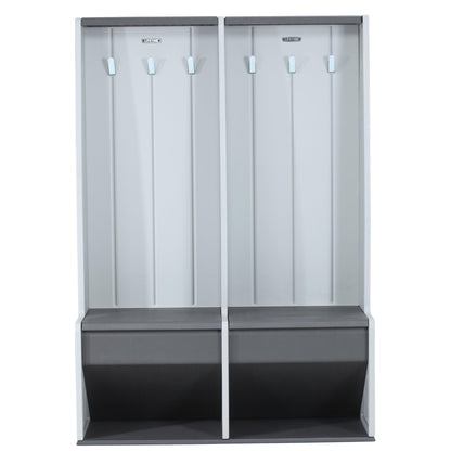LIFETIME Storage Locker, Freestanding Cabinet with Benches & Shoe Cubbies, Organizer with Metal Hooks, UV‑Protected Weather‑Resistant