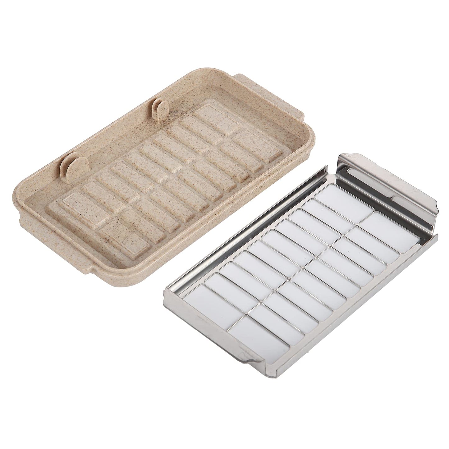 Pissente Butter Slicer Cutter, Stainless Steel Butter Cutter Container Butter Storage Box with Transparent Cover Multipurpose Rectangle Butter Keeper for Home Kitchen Baking Supplies