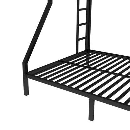 Bellemave Metal Twin XL Over Queen Bunk Bed with High Guardrail & Under-Bed Storage, Heavy Duty Bunk Beds Frame with 2 Side Ladders, Twin Over Queen Bunk Bed for Adults, No Box Spring Needed, Black