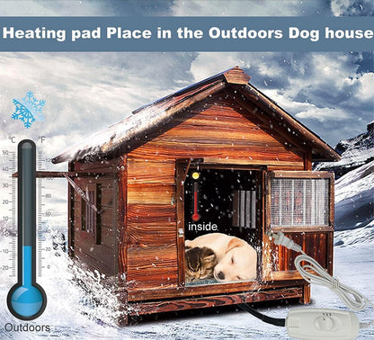 Pet Heating pad Outdoor Small Dog cat Heating pad Heated ped beds for Outside Dogs House Heater Electric Warming pad for Puppies with Timer,Chew Resistant Cord,Easy Clean,Waterproof