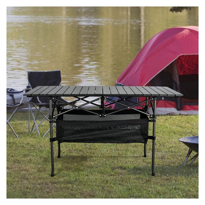 Folding Portable Camp Table Aluminum Fold Up Lightweight Roll Adjustable Height with Carry Bag Indoor Outdoor for Patio