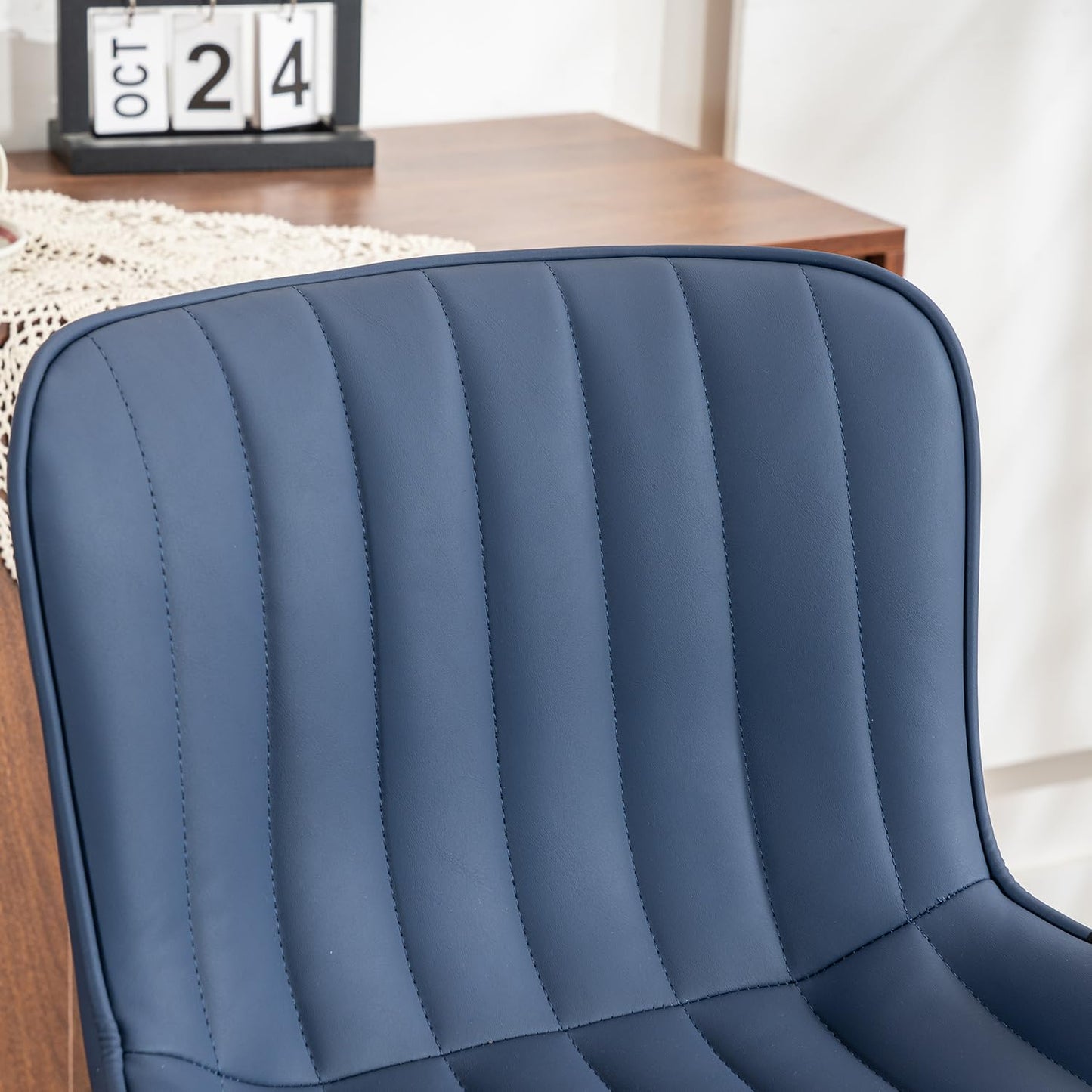 YOUNUOKE Bar Stools Set of 2, Counter Height Barstools for Kitchen Island, Modern Adjustable Swivel Blue Bar Chairs with Blue Legs