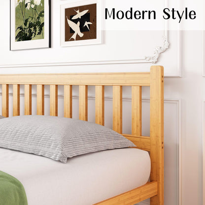 ZIYOO Bamboo Bed Frame Full, Ideal for Bedroom, Guest Room, Apartment & Hotel Use, No Box Spring Needed, Sturdy & Noise-Free Platform Bed with Easy Assembly 14 Inch