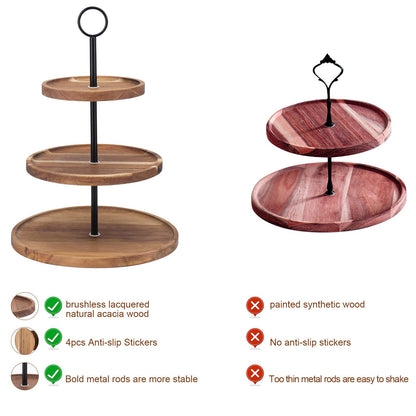 QIELSER 3 Tier Cupcake Stand, Wood Tiered Serving Tray Cupcake Tower, Serving Stand Display Dessert Cookie Candy Buffet Holder for Home Tea Party, Wedding, Farmhouse, Tea Party, Kitchen Decor