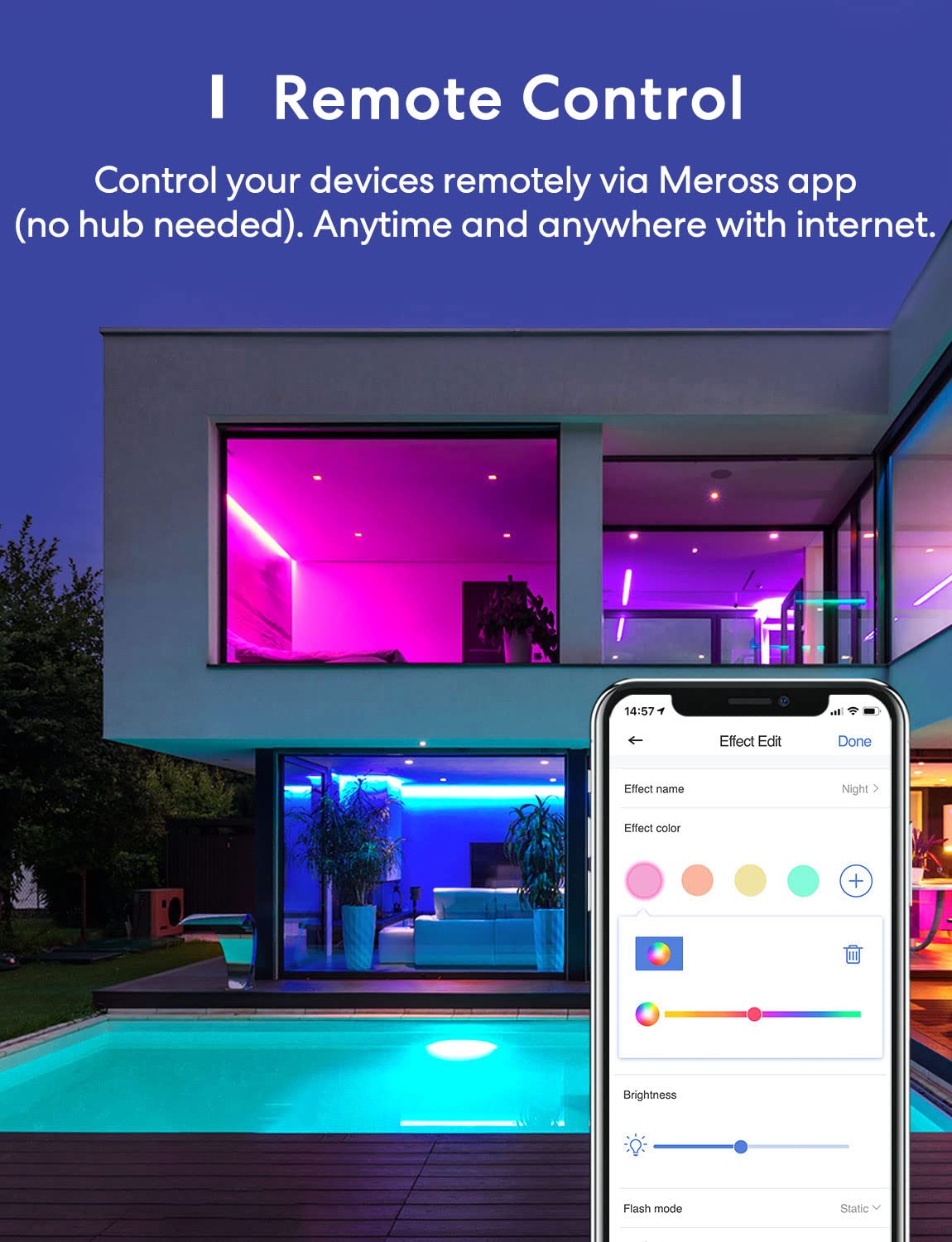 Smart LED Strip Lights Works with Apple HomeKit, 32.8ft WiFi RGB Strip, Compatible with Siri, Alexa&Google and SmartThings, App Control, Color Changing Led Strips for Home, Bedroom, Kitchen, TV, Party