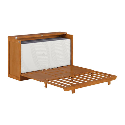 AFI, Charleston Queen Wood Murphy Bed Chest with 6" Mattress, Light Toffee
