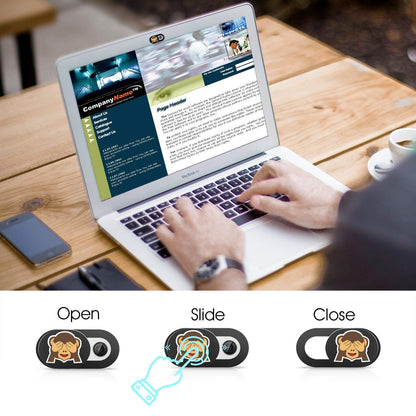 SIREG Webcam Cover Ultra Thin - Web Camera Cover fits Laptop,Tablet,Computer, Smartphone, Protect Your Privacy and Security,Strong Adhesive (Monkey-Black & 3 Pack)