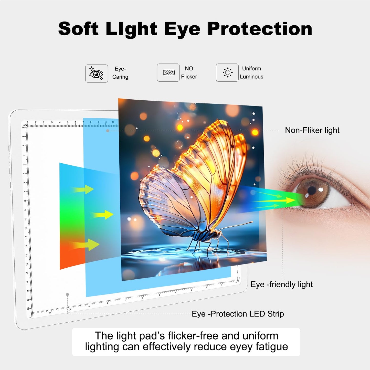 Elice Rechargeable A4 Light Pad for Diamond Painting, Magnetic LED Light Board with Physical Button, Super Bright Diamond Art Light Pad, Ultra-Thin Light Box for Tracing, Weeding Vinyl, Artists -White