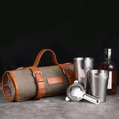 Etens Travel Bartender Kit – 22-Pc Bartending Kit with Bar Tools Bartender Accessories, Waxed Canvas Tool Bag – Professional Stainless Steel Bar Tools Set with Standard Jigger, Unbreakable Squeezer