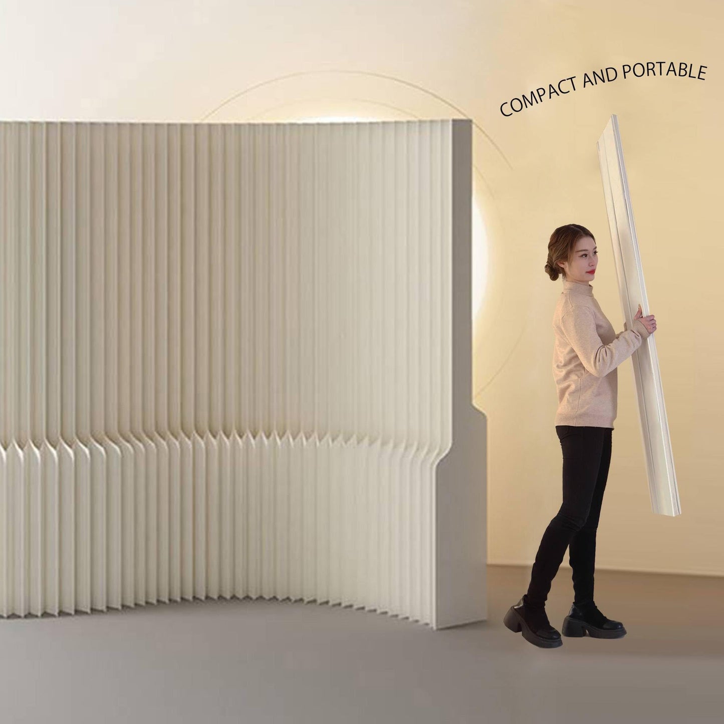 Foldable Paper Room Divider - Portable Privacy Screen for Home Office & Living Room, Freestanding Folding Partition Wall, Easy Setup Room Separation Divider (H78.7in*L157.5in)