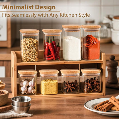 20 Pack 10 oz Set, TBWIND Square Glass Spice Jars with Lids and Labels Airtight Small Spice Containers Clear Glass