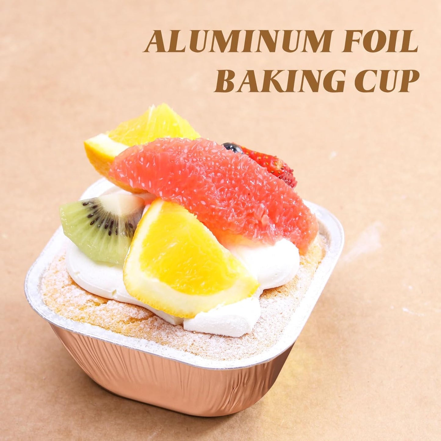 EUSOAR Foil Ramekins, 8oz 50pcs Aluminum Foil Baking Cups with Lids, Disposable Mini Cake Loaf Containers for Party