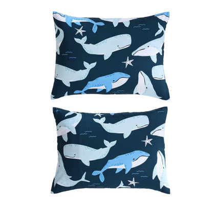 Nautica Kids - Finnian Whales Navy Kids Comforter Set, Soft Bedding with Matching Shams & Throw Pillow, 4-Piece, Navy, Full/Queen