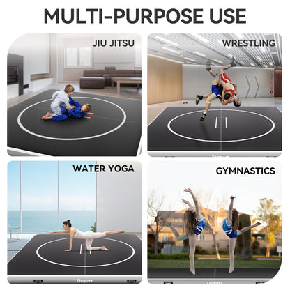 FBSPORT Inflatable Wrestling Mat 13ft /10ft /5ft, Outdoor and Indoor PVC Jiu Jitsu Mats, Gymnastics Training Mat Foldable for BJJ, MMA, Martial Art, Boxing, Grappling and Judo