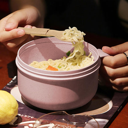 2Pack 28.7oz Wheat Straw Microwave Ramen Bowl Set, Noodle Bowls with Lid and Spoon, BPA-Free (Pink+Green)