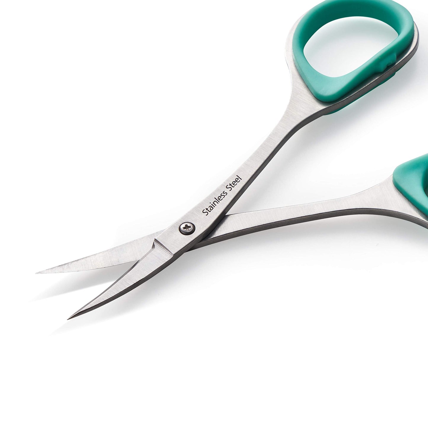 Beaditive Sewing and Embroidery Scissors Set (2 Pc.) Curved and Straight, Sharp, Stainless-Steel Design | Precision Tips, Ergonomic Rubber Handle Grip | Small, Compact DIY Use (1 Curved, 1 Straight)