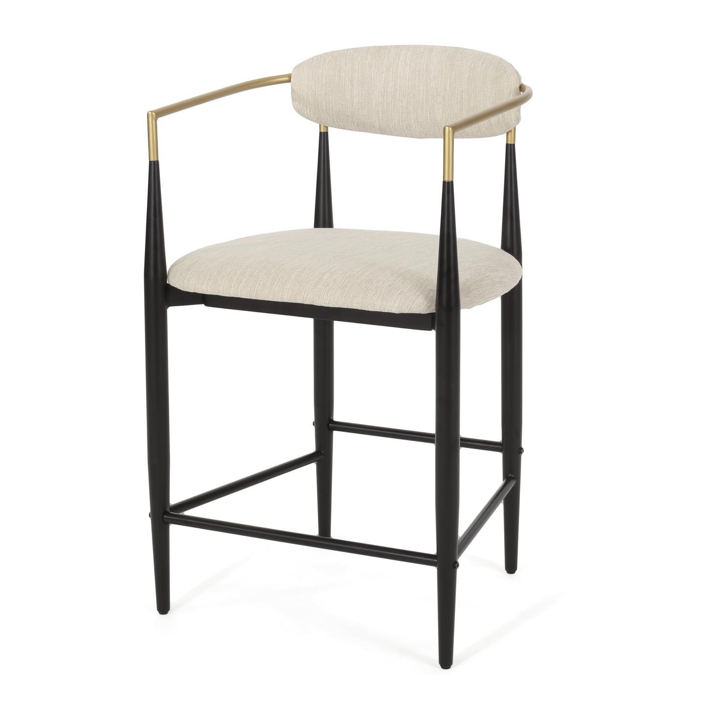Merax 25" Fabric Upholstered Counter Stools with Backrest and Metal Frame Footrest,Set of 2,Modern Barstools