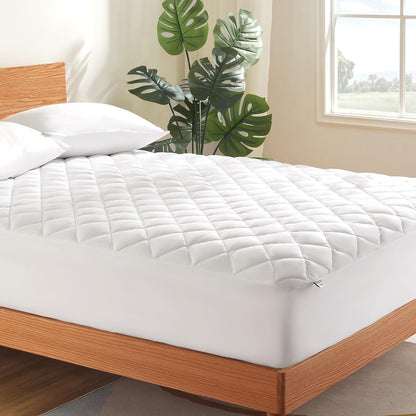 21" 54x75) SLEEP ZONE Flat Mattress Cover Full Size, Non Slip Quilted Fitted Mattress Pad, Noiseless Mattress Protector