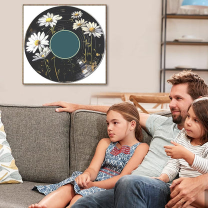 4 Pack Retro Vinyl Record Diamond Art Kits for Adults,Flower Diamond Painting Kit for Adults,DIY5D Diamond Dots Gem Painting Kit for Beginners,Diamond Art and Craft Paintings Wall Decor 12x12inch