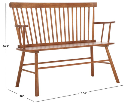 SAFAVIEH Furniture - Addison Loveseat - Honey - Solid Wood - Coastal Slatted Design - Ideal for Living Room, Sunroom, Bedroom, 18" Seat Height (AMH8513D)