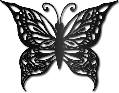 CREATCABIN Butterfly Metal Wall Art Decor, Black Iron Hanging Ornament, Wall Sculpture Gift for Home Office
