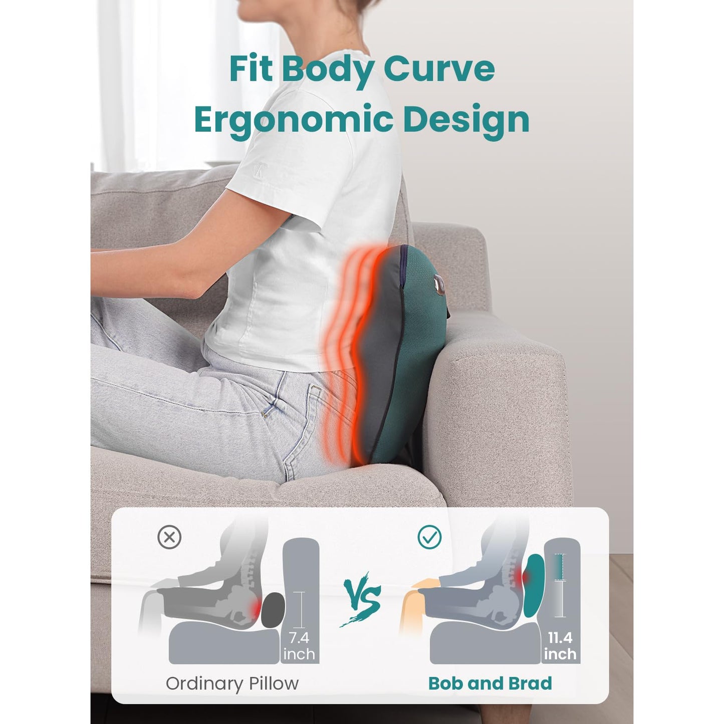 BOB AND BRAD Cordless Back Massager with Heat FSA Eligible HSA Eligible, Shiatsu Neck Massager for Pain Relief Deep Tissue, 3D Kneading Massage Pillow for Pain Relief, Birthday Gifts for Women Men