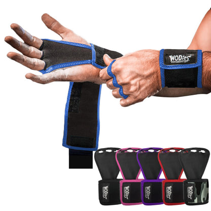JerkFit WODies Gymnastics & Weightlifting Grips with Wrist Wraps – 3 Hole Versatile Gym Gloves for Pull Ups, Gym Training & Cross Training – Hand Grips Palm Protector for Men & Women