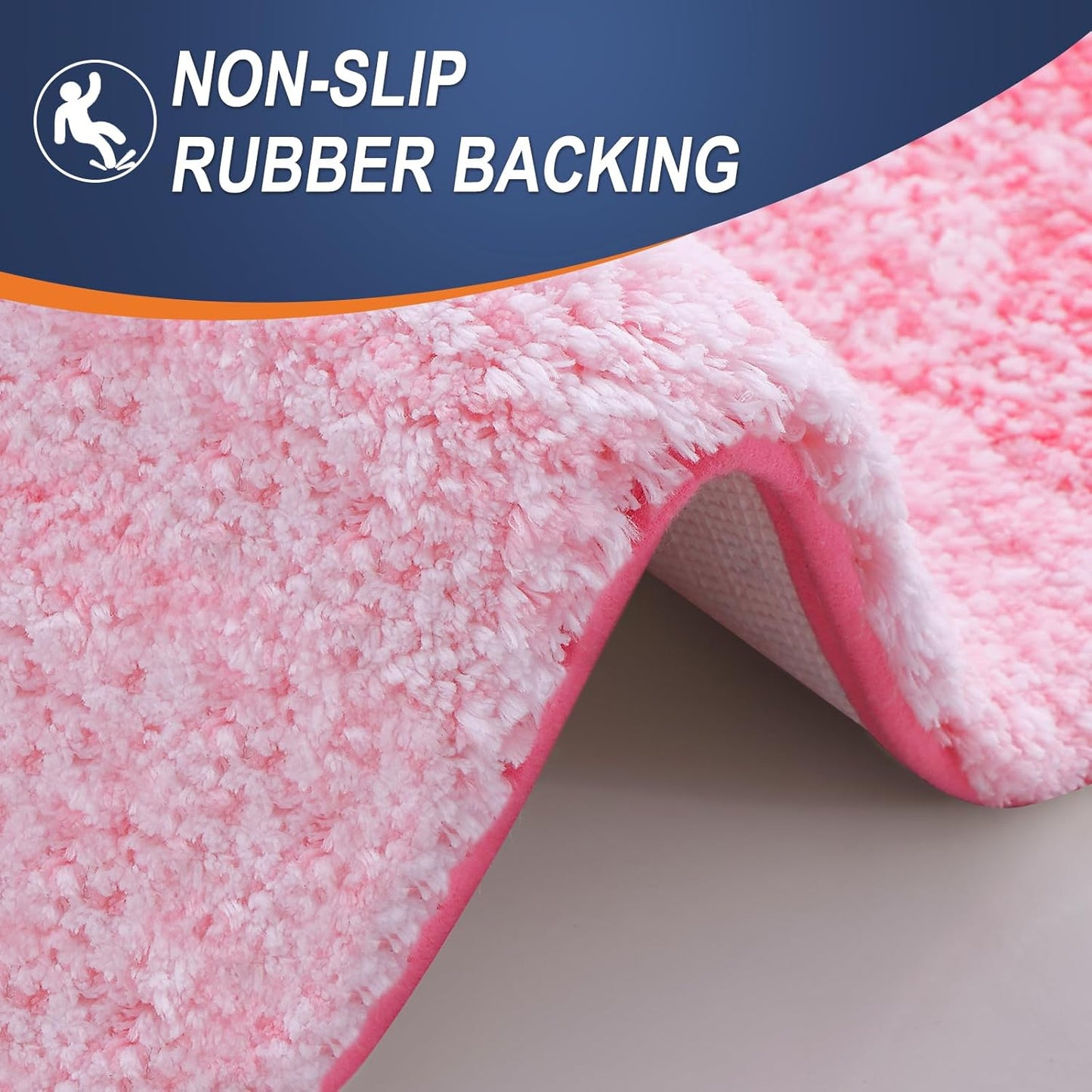 OLANLY Bathroom Runner Rug - Extra Soft Microfiber Mat, Quick Dry & Washable - 59x24, Pink